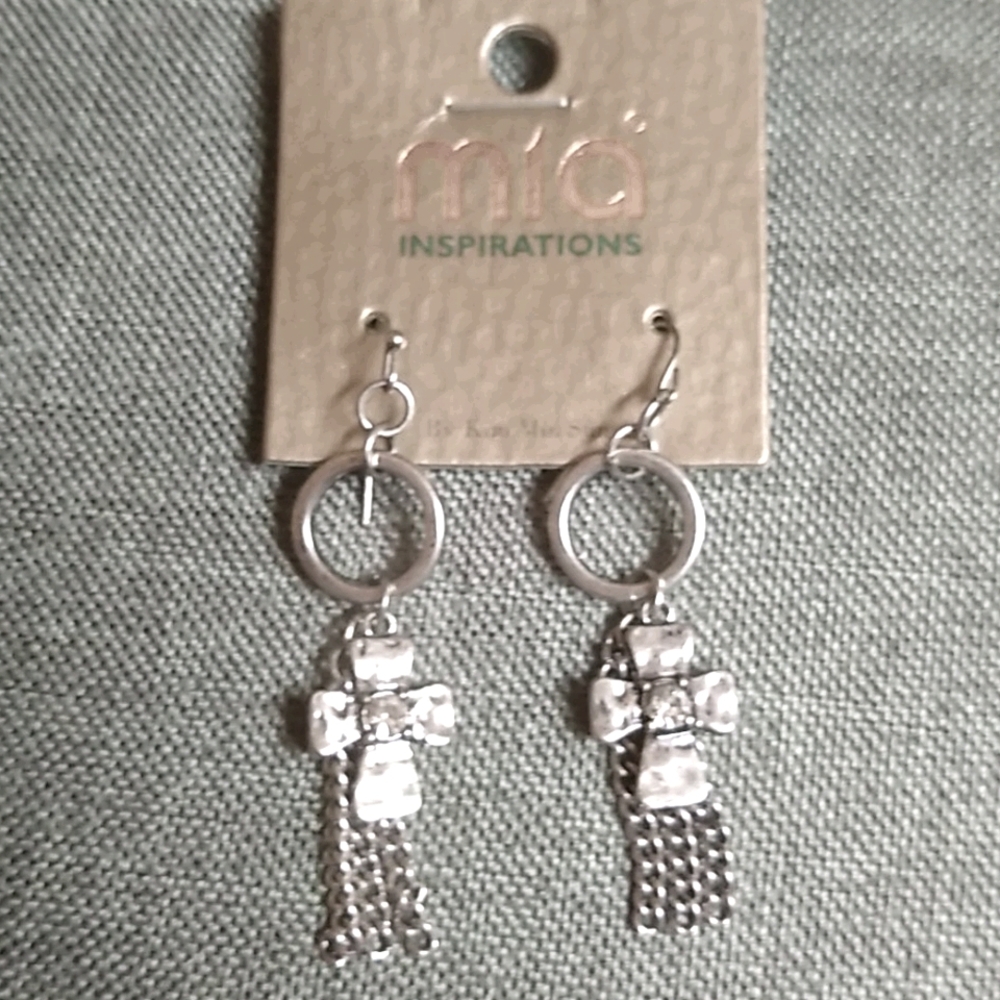 😻 3 For $15 Silver Bling Cross & Chain Dangles